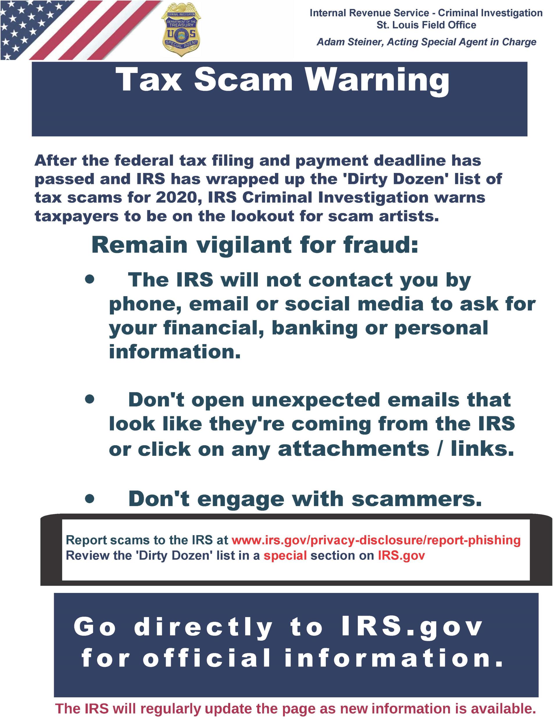 Tax Scam Warning